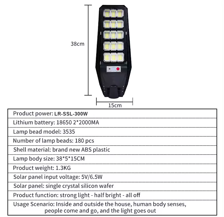 ABS waterproof remote control large capacity battery super bright commercial rada human sensor 100w 300w solar street light outdoor