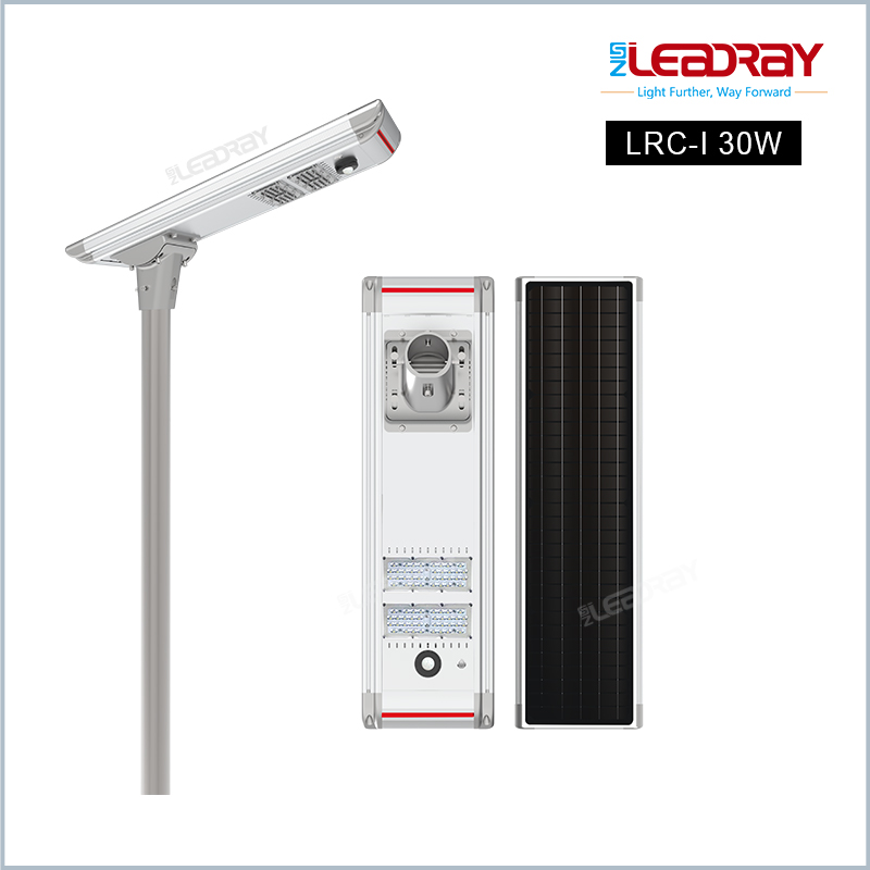 30W Stand Alone Integrated 30W Pole Led Solar Street Light 6500K White Light IP66 Waterproof Road Led Garden Solar Street Lights