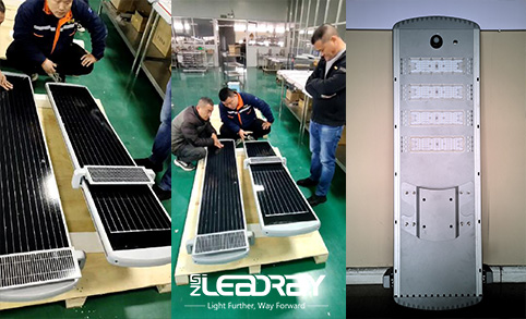 全新设计 6000lm 一体化太阳能路灯，配备自动清洁系统，机器人清洁，一体式太阳能路灯