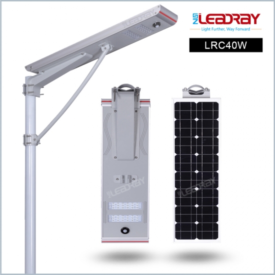 智能控制系统SMD铝户外防水IP65 40W暖白集成一体式太阳能LED路灯