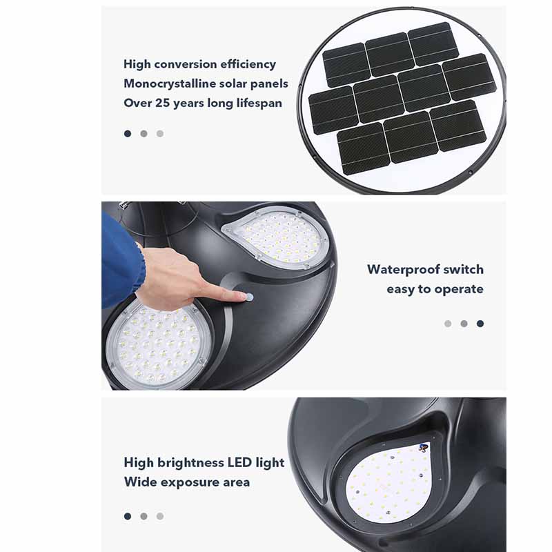 Energy Saving High Brightness Ip65 Waterproof Black 30w Led Solar Garden Outdoor Light