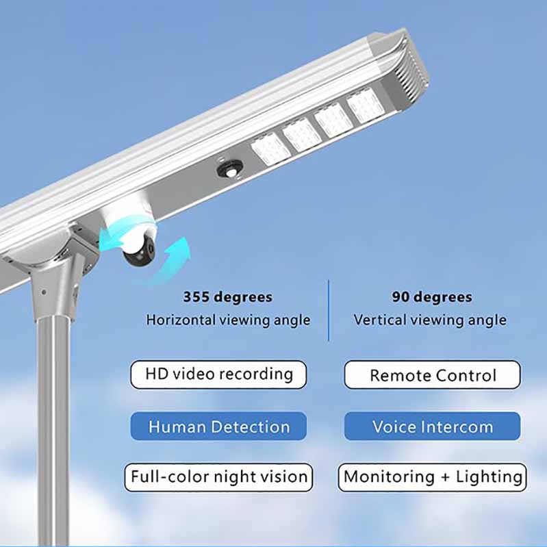 60W Solar Street Light With Camera 4G Wifi 4MP