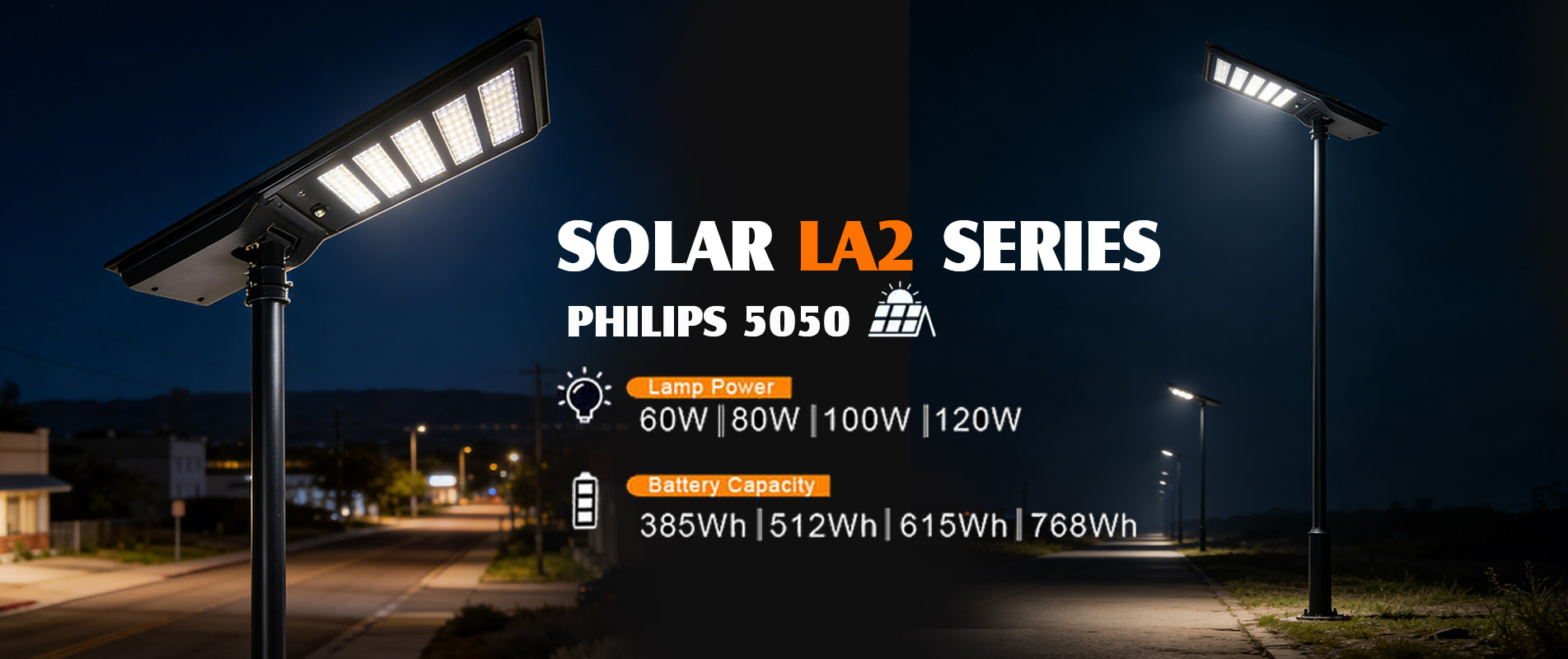 60w 耐用高效杆式 LED 太阳能路灯 IP66 6500K 雷达传感器太阳能路灯