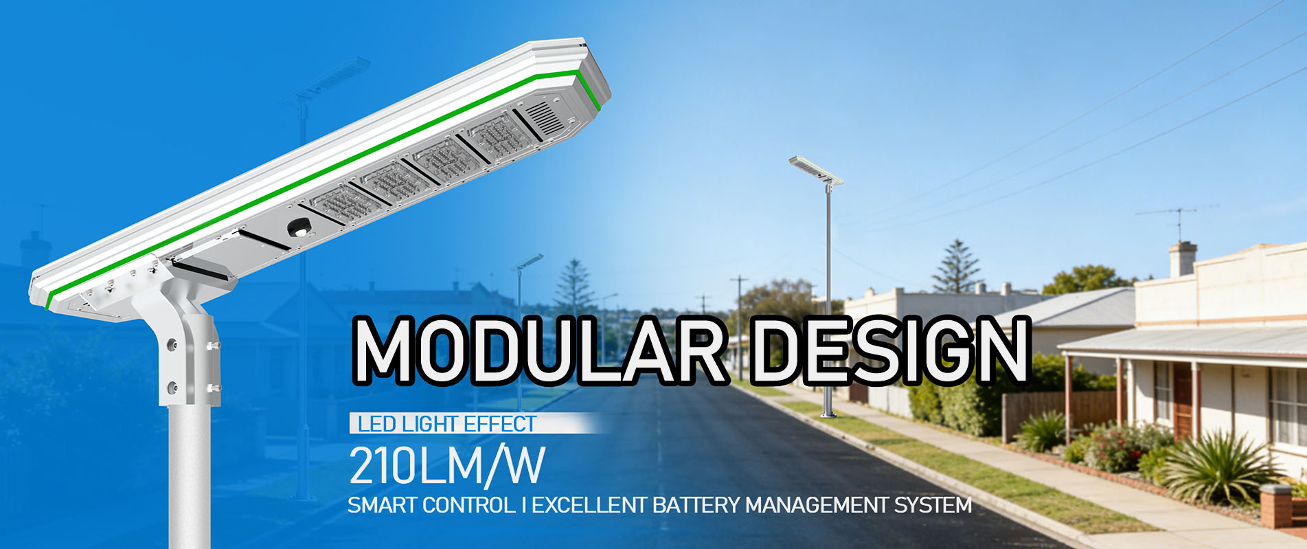 智能户外铝合金充电控制器分体式80W太阳能路灯