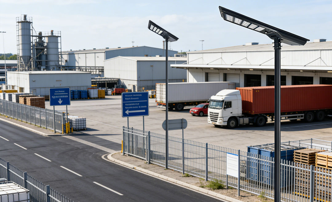 在阿尔及利亚奥兰工业园区安装太阳能路灯和照明光源