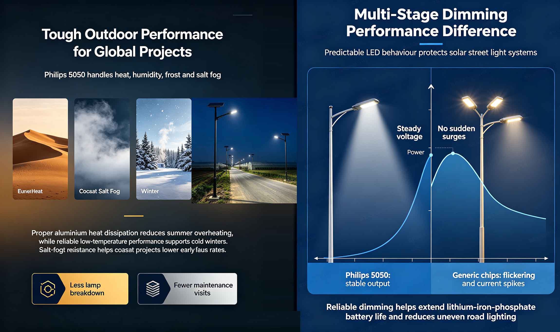 Colour rendering & light quality meets public road standards Colour rendering & light quality meets public road standards